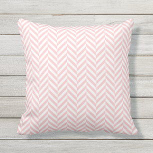 Outdoor Pillow Pastel Pink Herringbone Pattern