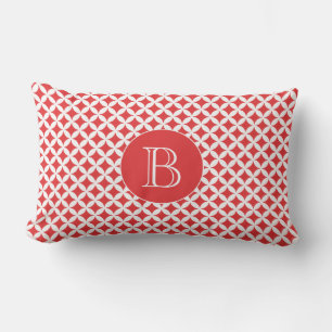 Outdoor Pillow   Red Geometric Pattern Monogram
