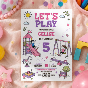 Outdoor Playground Birthday Party Girls Theme Invitation
