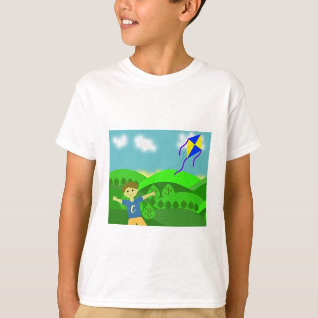 Outdoor Playing a Kite  T-Shirt (Front)