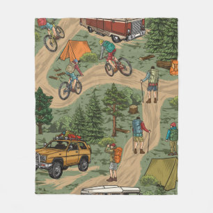 Outdoor recreation vintage seamless pattern with h fleece blanket