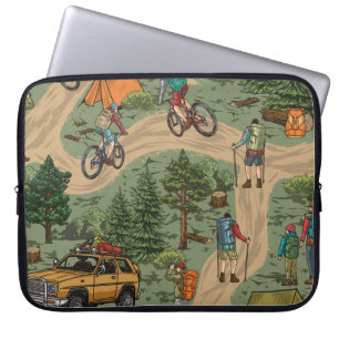Outdoor recreation vintage seamless pattern with h laptop sleeve