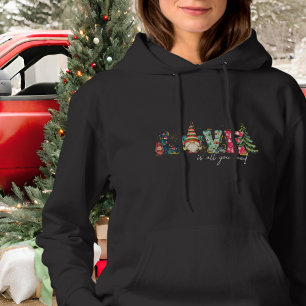 Outdoor Red Green Stylish Script Christmas Tree Hoodie