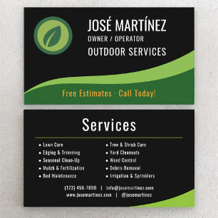 Outdoor Services Landscaping Lawn Care Business Card