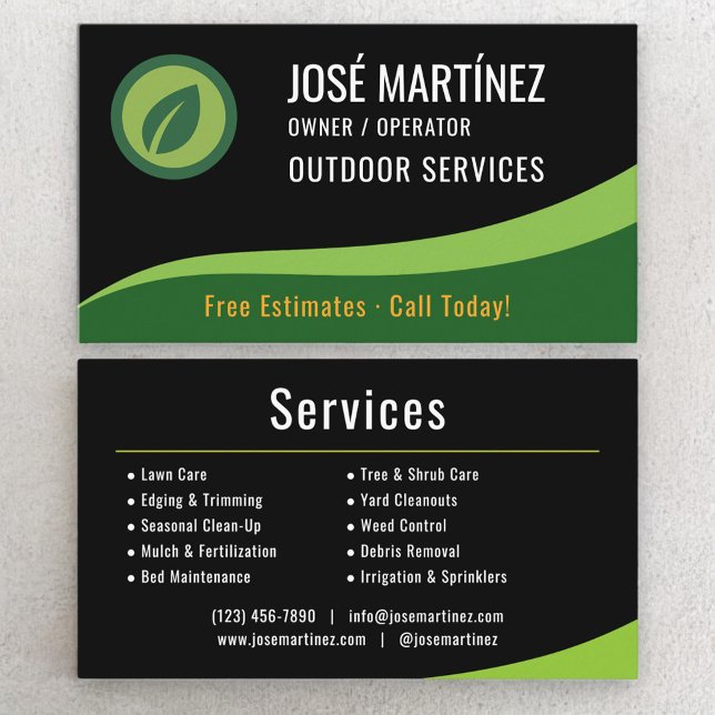 Outdoor Services Landscaping Lawn Care Business Card (Creator Uploaded)