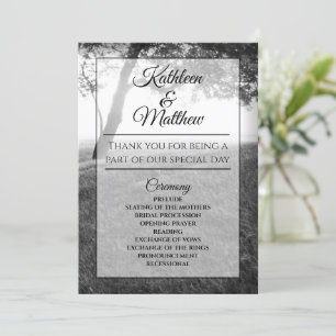 Outdoor Shade Black & White Wedding Programs Programme