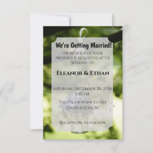 Outdoor Summer Floral Light Blue & Green Photo  Invitation