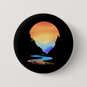 Outdoor Sunset Vintage Style Mountains Sun Nature 6 Cm Round Badge