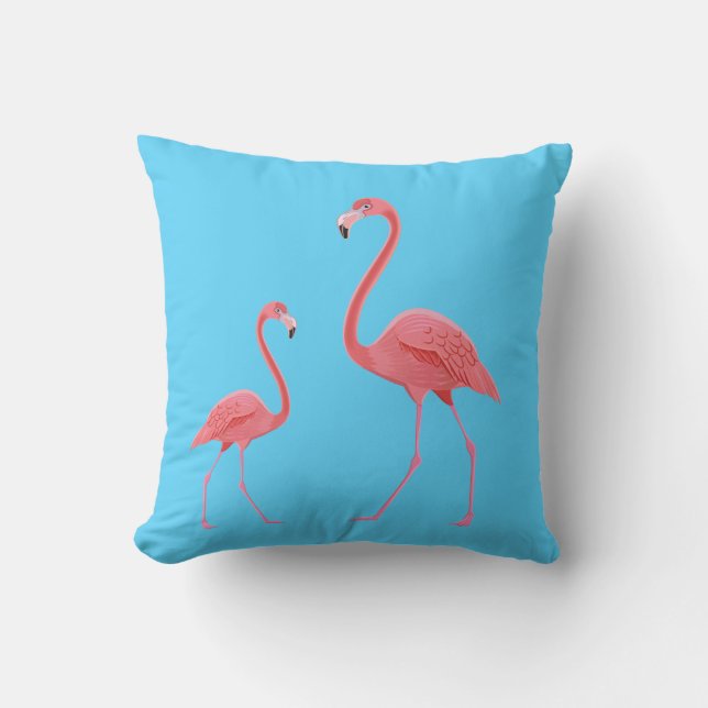 Outdoor Throw Pillow-Flamingo Cushion (Front)
