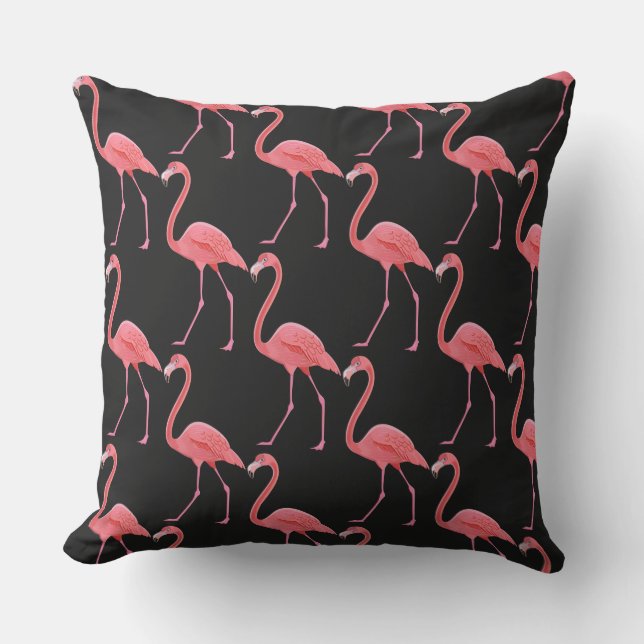 Outdoor Throw Pillow-Flamingos Cushion (Front)