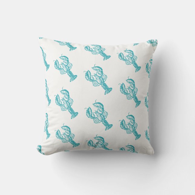 Outdoor Throw Pillow-Lobster Outdoor Cushion (Front)