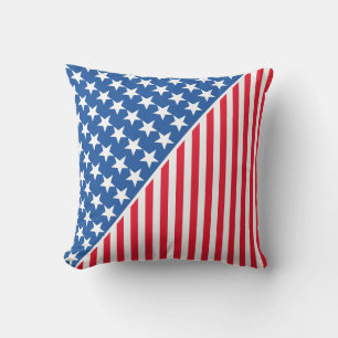 Outdoor Throw Pillow-Patriotic Stars & Stripes Ou Cushion