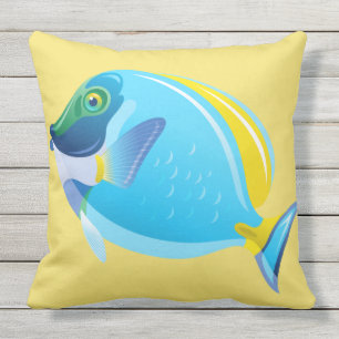 Outdoor Throw Pillow-Tropical Fish Cushion