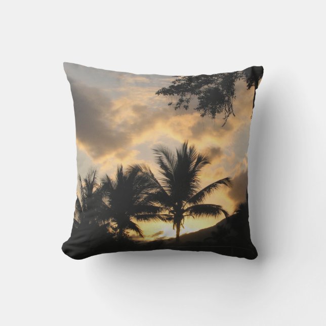 outdoor throw pillow with palm trees (Front)