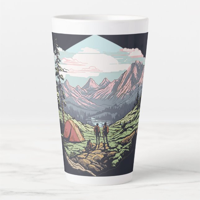 Outdoor unique, retro/vintage graphic latte mug (Front)