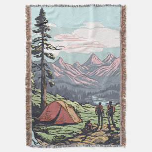 Outdoor unique, retro/vintage graphic throw blanket