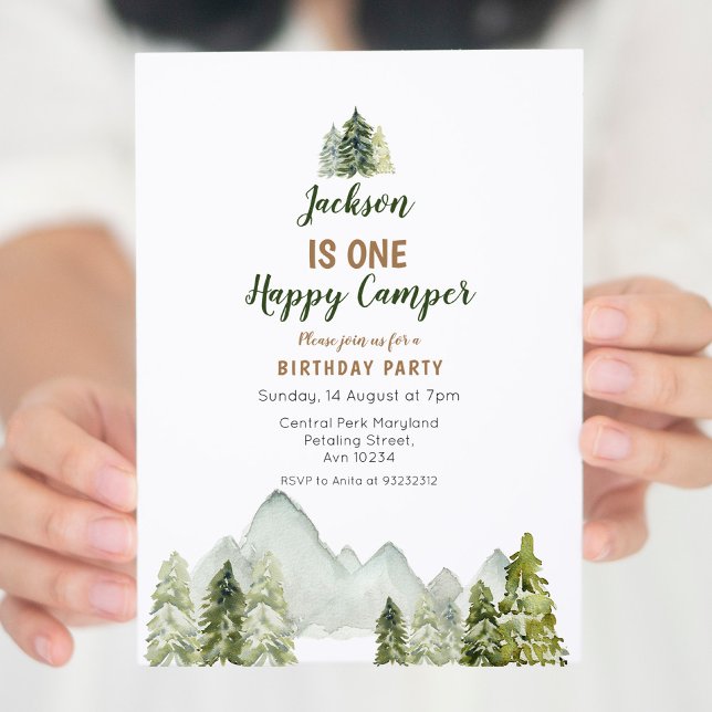 Outdoor Watercolor camper first birthday Invitation (Creator Uploaded)