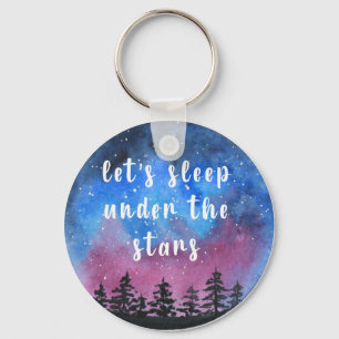 Outdoor Watercolor Night Sky Key Ring