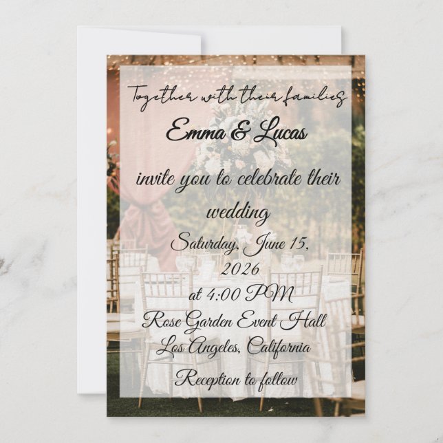 Outdoor Wedding Reception Table Background Invitation (Front)