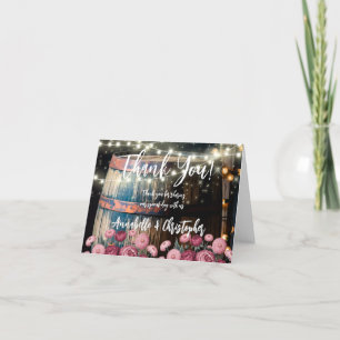 Outdoor Whiskey Barrel Bridal Shower Welcome Thank You Card
