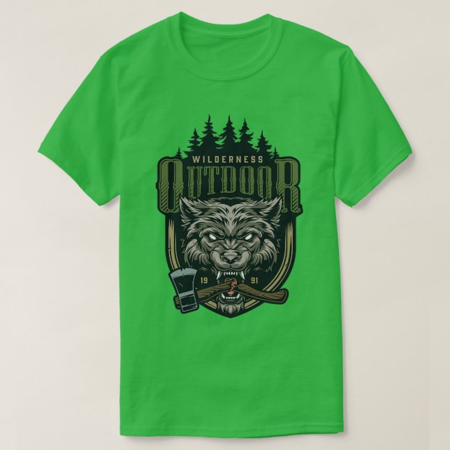 Outdoor wilderness wolf design T-Shirt (Design Front)