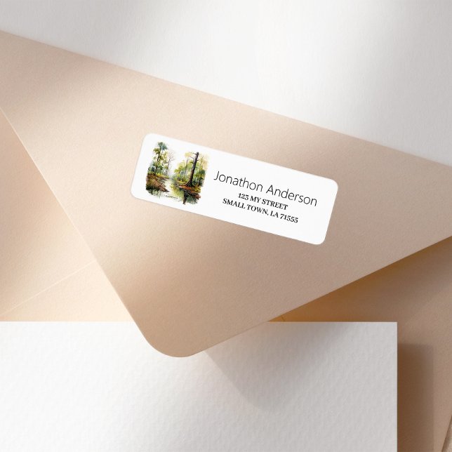 Outdoor Woods Swamp Pine Trees Address Label (Creator Uploaded)