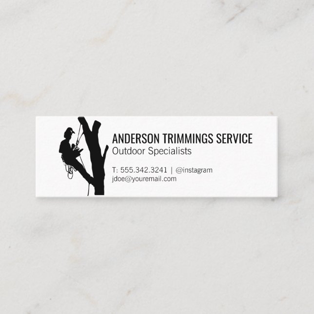 Outdoor Worker | Tree Trimming Service Mini Business Card (Front)
