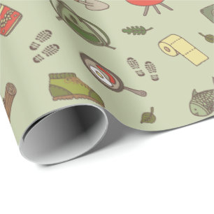 Outdoors Adventure Woodland Wilderness Pattern Wrapping Paper