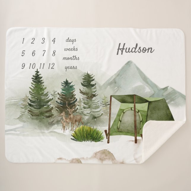 Outdoors Camping Adventure Milestone  Sherpa Blanket (Front (Horizontal))