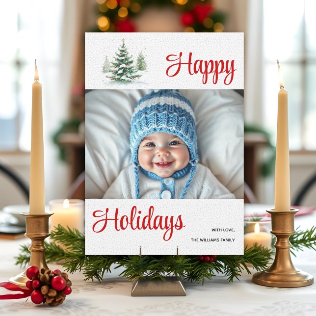 Outdoors Christmas tree Happy Holidays photo Holiday Card (Creator Uploaded)