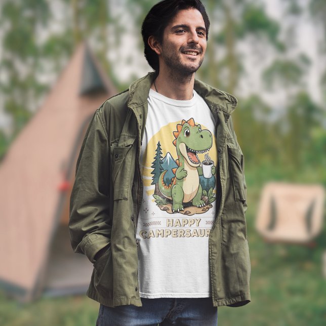 Outdoors Dinosaur Camper Saurus Funny Camping T-Shirt (Creator Uploaded)