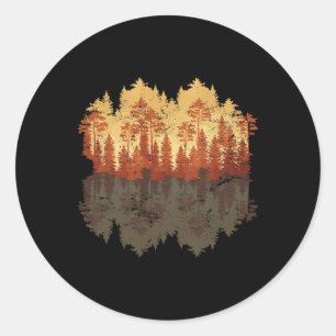 Outdoors Fall Wildlife Trees Reflection Nature For Classic Round Sticker