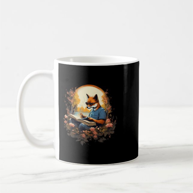 Outdoors Fox Reading Book Coffee Mug (Left)