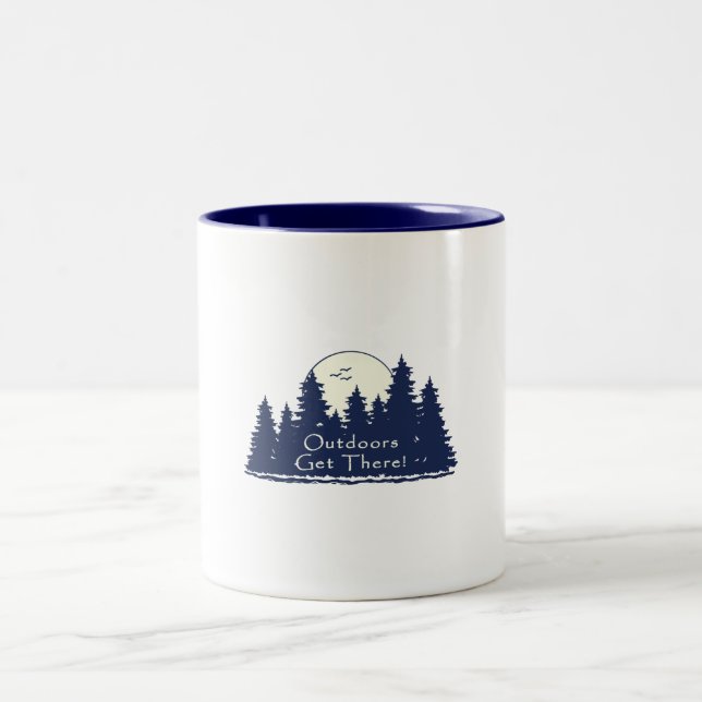 Outdoors Get There Blue Two-Tone Coffee Mug (Center)