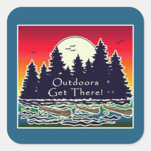 Outdoors Get There Canoes   Square Sticker