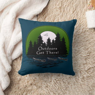 Outdoors Get There Canoes Throw Pillow