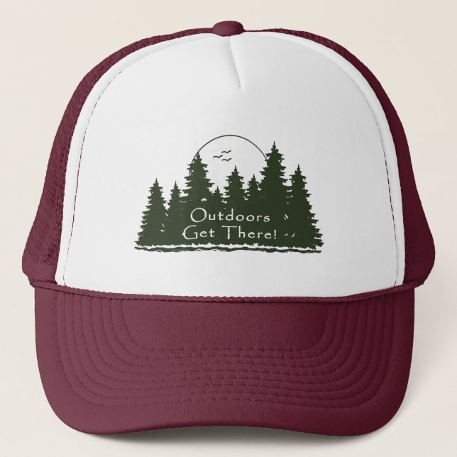 Outdoors Get There Trees  Trucker Hat (Front)