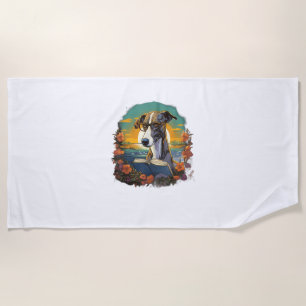 Outdoors Greyhound Dog Reading Book Beach Towel