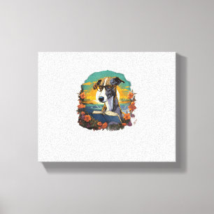 Outdoors Greyhound Dog Reading Book  Canvas Print