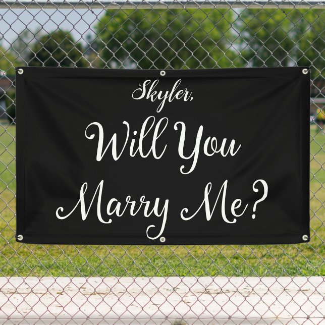 Outdoors Proposal Black AndWhite Will You Marry Me Banner (Creator Uploaded)