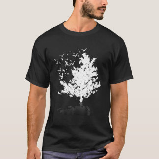 Outdoors Wildlife Flock Of Birds Forest Trees Natu T-Shirt