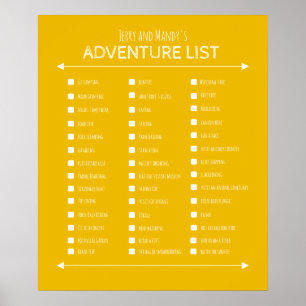 Outdoorsey couple's gift bucket list poster