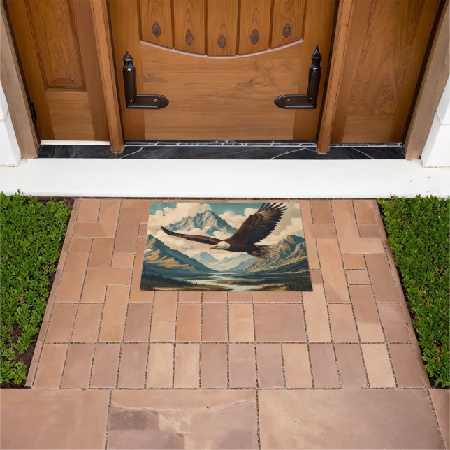 Outdoorsman bald eagle mountain range doormat (Outdoor)