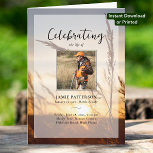 Outdoorsman Photo Downloadable Funeral Program Card