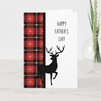 Outdoorsman Red Plaid with Deer Father's Day Card