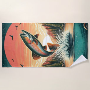 Outdoorsman trout nature beach towel