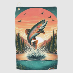 Outdoorsman trout nature golf towel