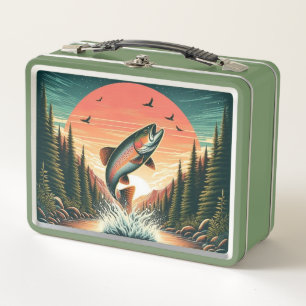 Outdoorsman trout nature metal lunch box