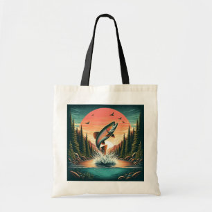 Outdoorsman trout nature tote bag