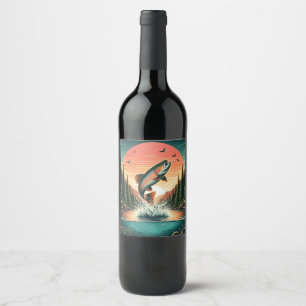Outdoorsman trout nature wine label